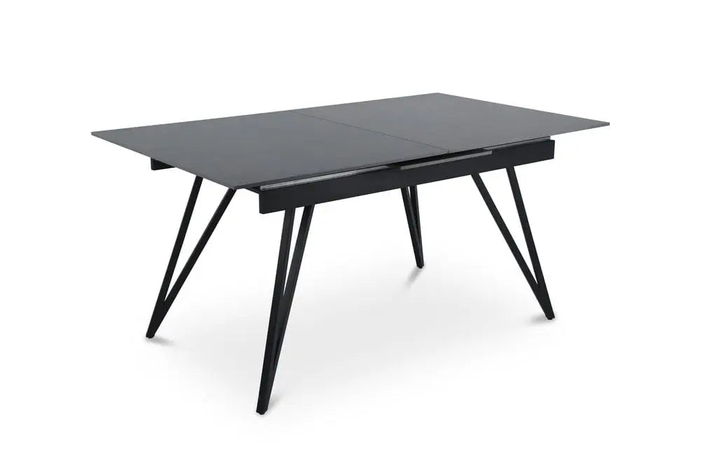 Masa extensibila dumonde, Viborg, blat ceramic, 160-200x90x76 H cm, negru/gri mat ES
