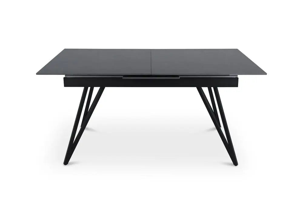 Masa extensibila dumonde, Viborg, blat ceramic, 160-200x90x76 H cm, negru/gri mat ES