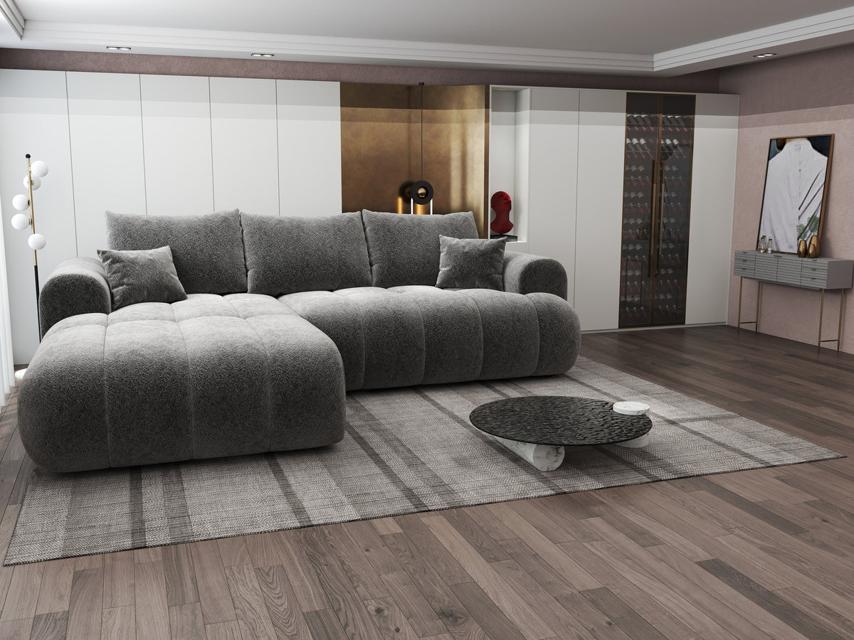 Colțar extensibil dumonde Milano Lounge Arena Grafit 255x190 cm