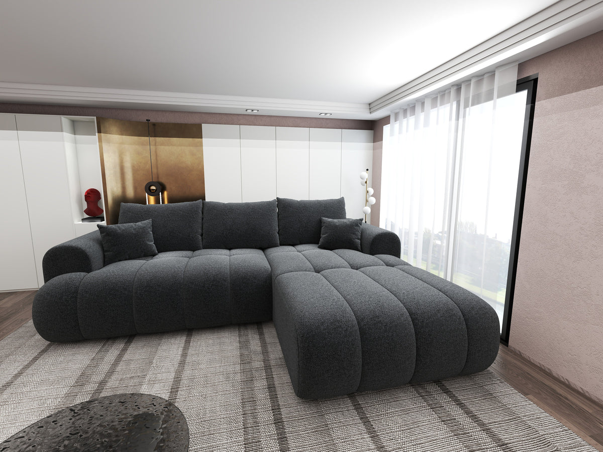 Colțar extensibil dumonde Milano Lounge Monte Negru II 255x190 cm