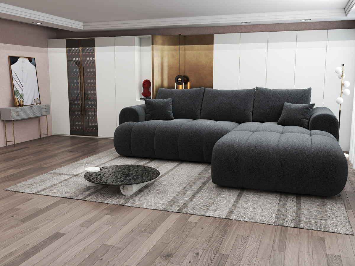 Colțar extensibil dumonde Milano Lounge Monte Negru II 255x190 cm