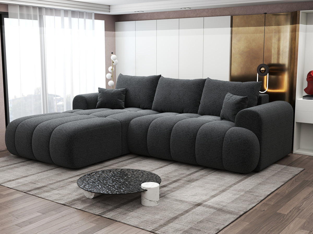 Colțar extensibil dumonde Milano Lounge Monte Negru 255x190 cm