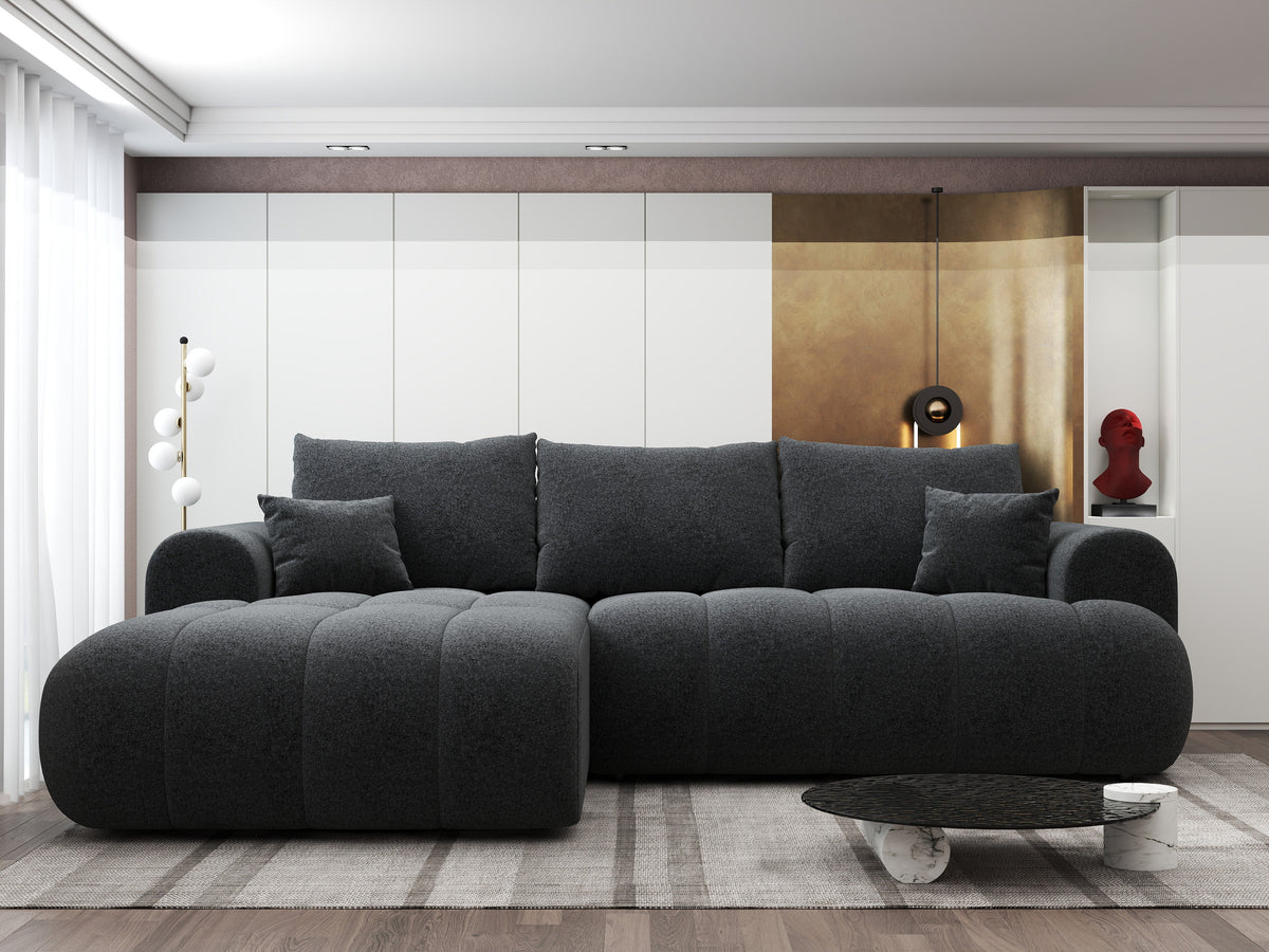 Colțar extensibil dumonde Milano Lounge Monte Negru 255x190 cm