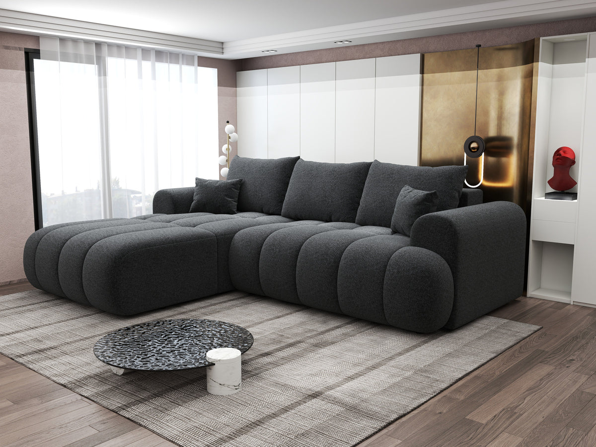 Colțar extensibil dumonde Milano Lounge Monte Negru 255x190 cm
