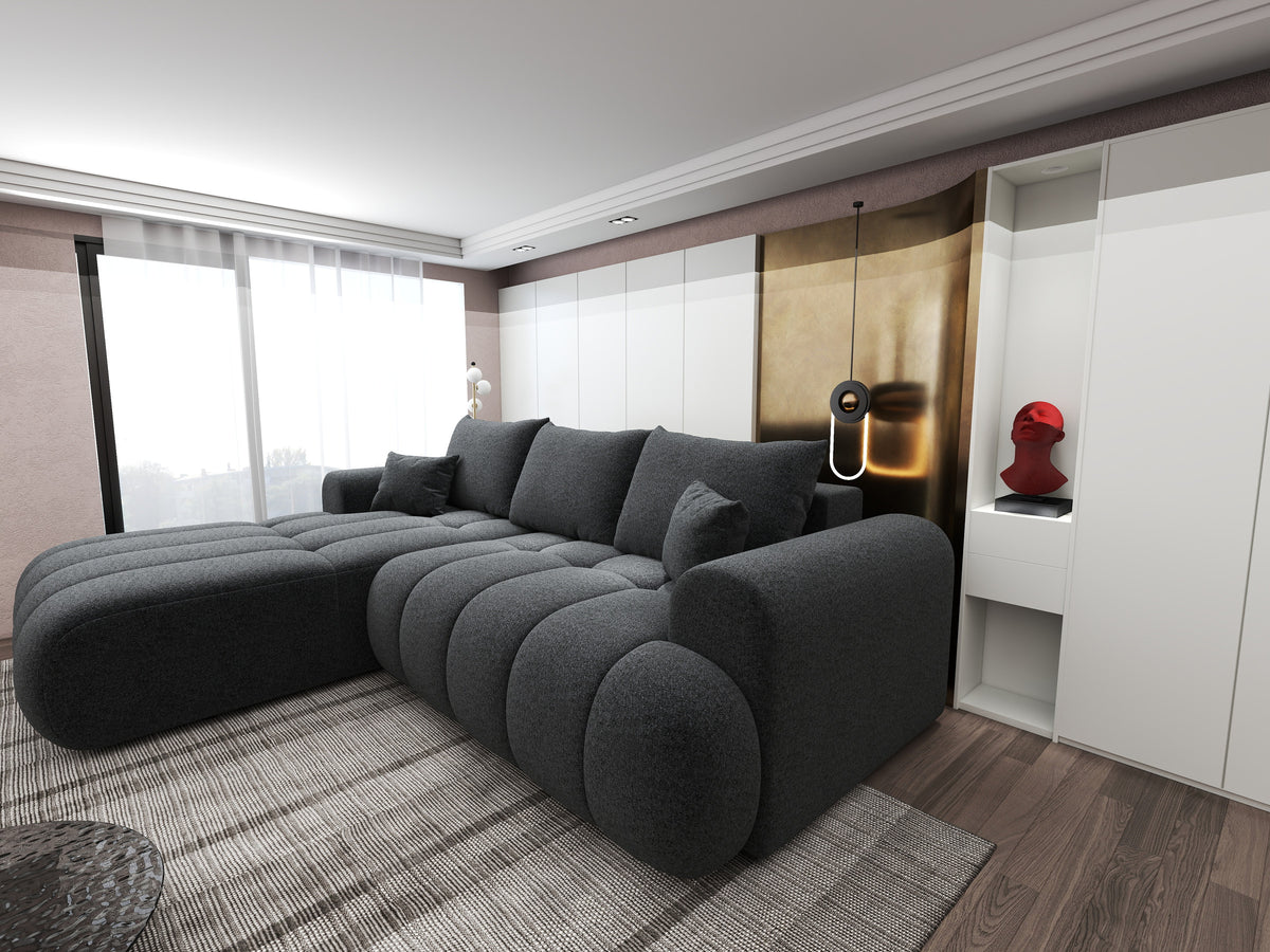 Colțar extensibil dumonde Milano Lounge Monte Negru 255x190 cm