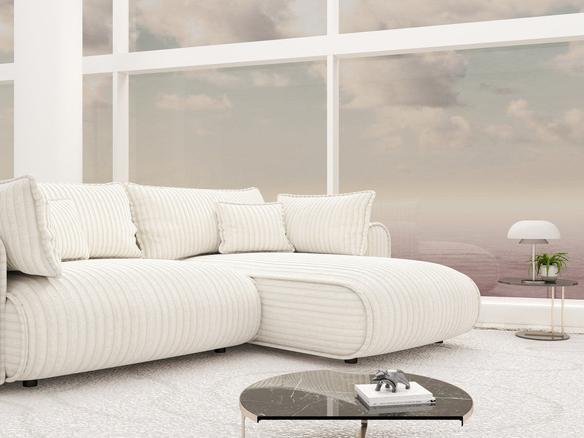 Colțar extensibil dumonde cu ladă de depozitare Monaco L Tilia Crem II 270x190 cm