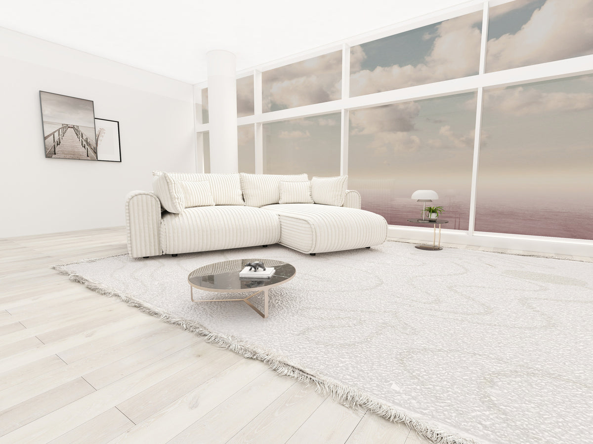 Colțar extensibil dumonde cu ladă de depozitare Monaco L Tilia Crem II 270x190 cm