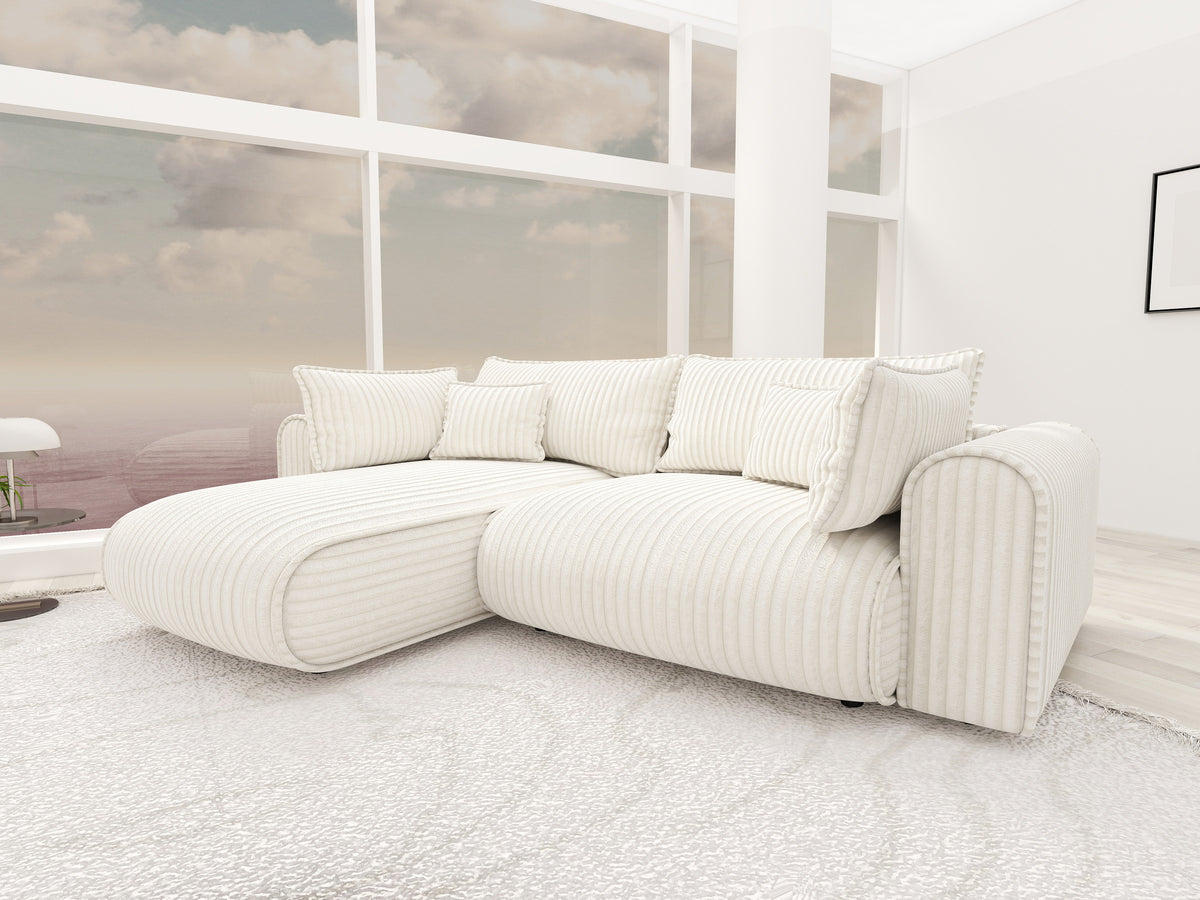 Colțar extensibil dumonde cu ladă de depozitare Monaco L Tilia Crem 270x190 cm
