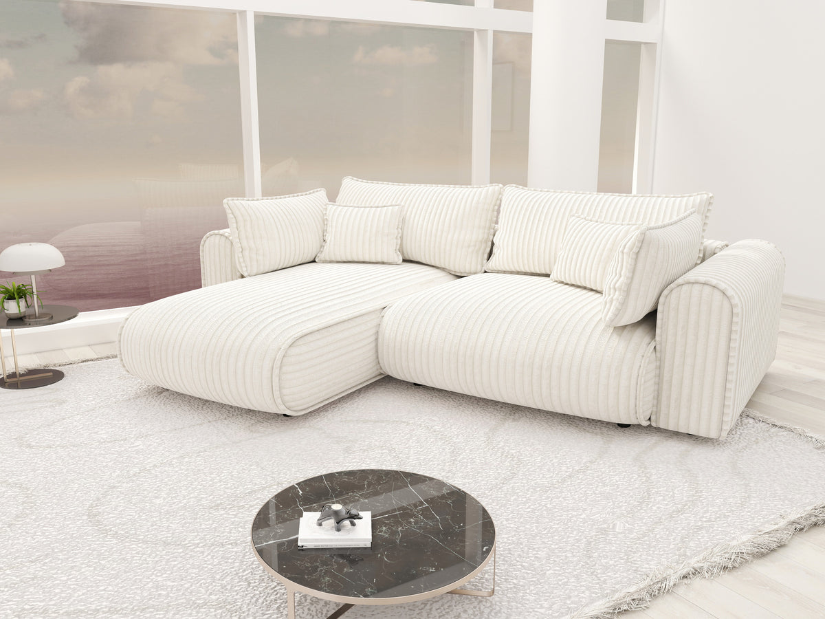 Colțar extensibil dumonde cu ladă de depozitare Monaco L Tilia Crem 270x190 cm
