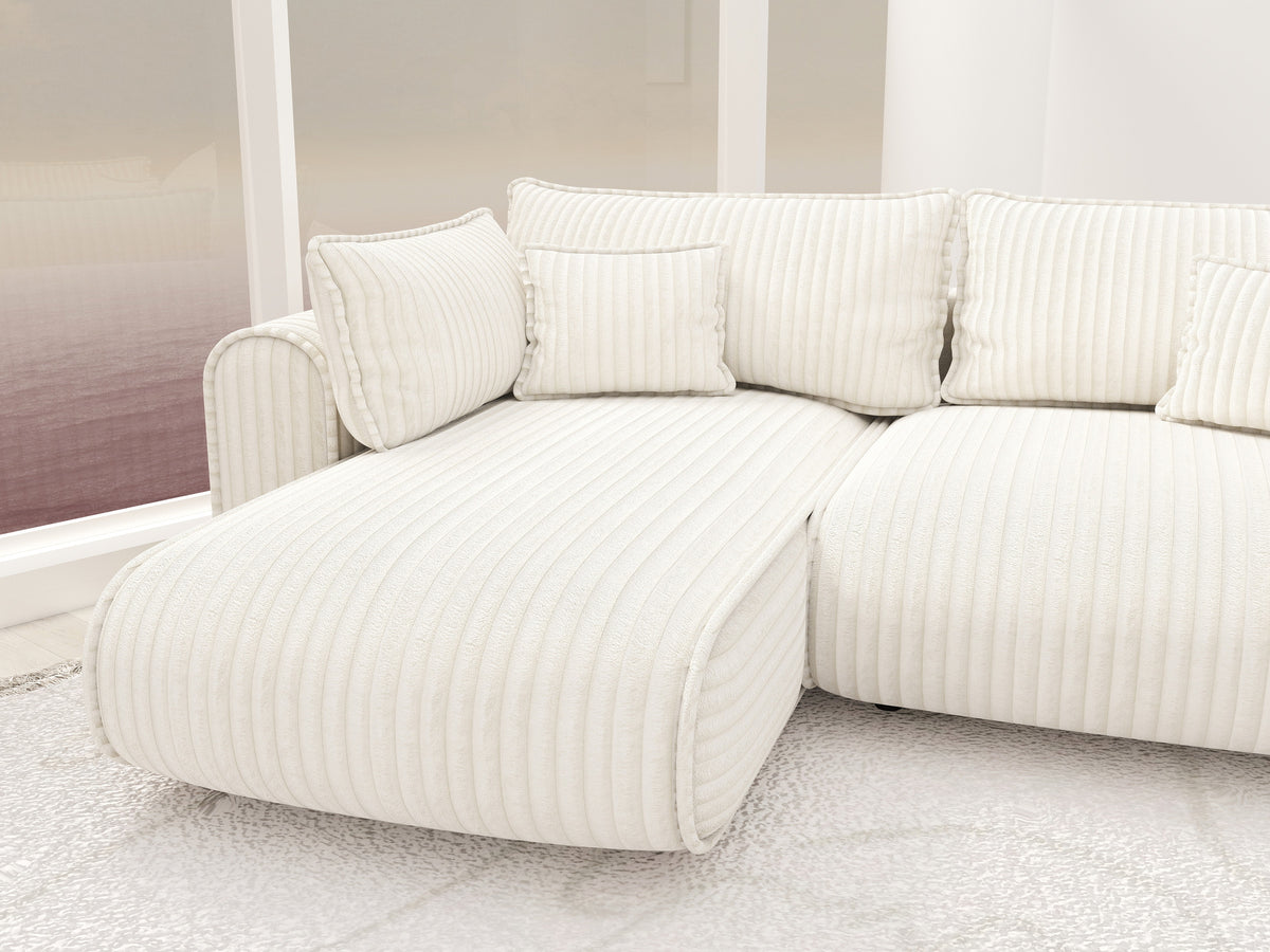 Colțar extensibil dumonde cu ladă de depozitare Monaco L Tilia Crem 270x190 cm