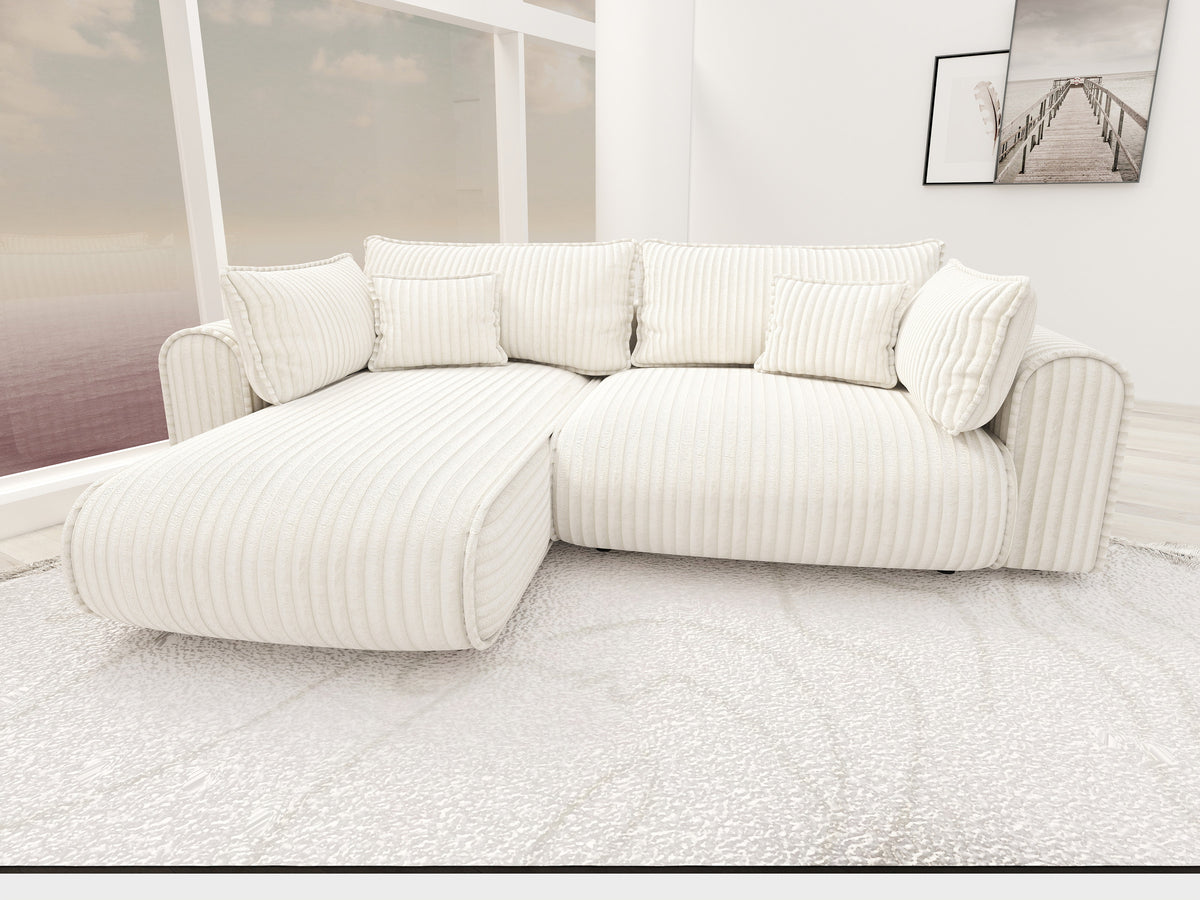 Colțar extensibil dumonde cu ladă de depozitare Monaco L Tilia Crem 270x190 cm