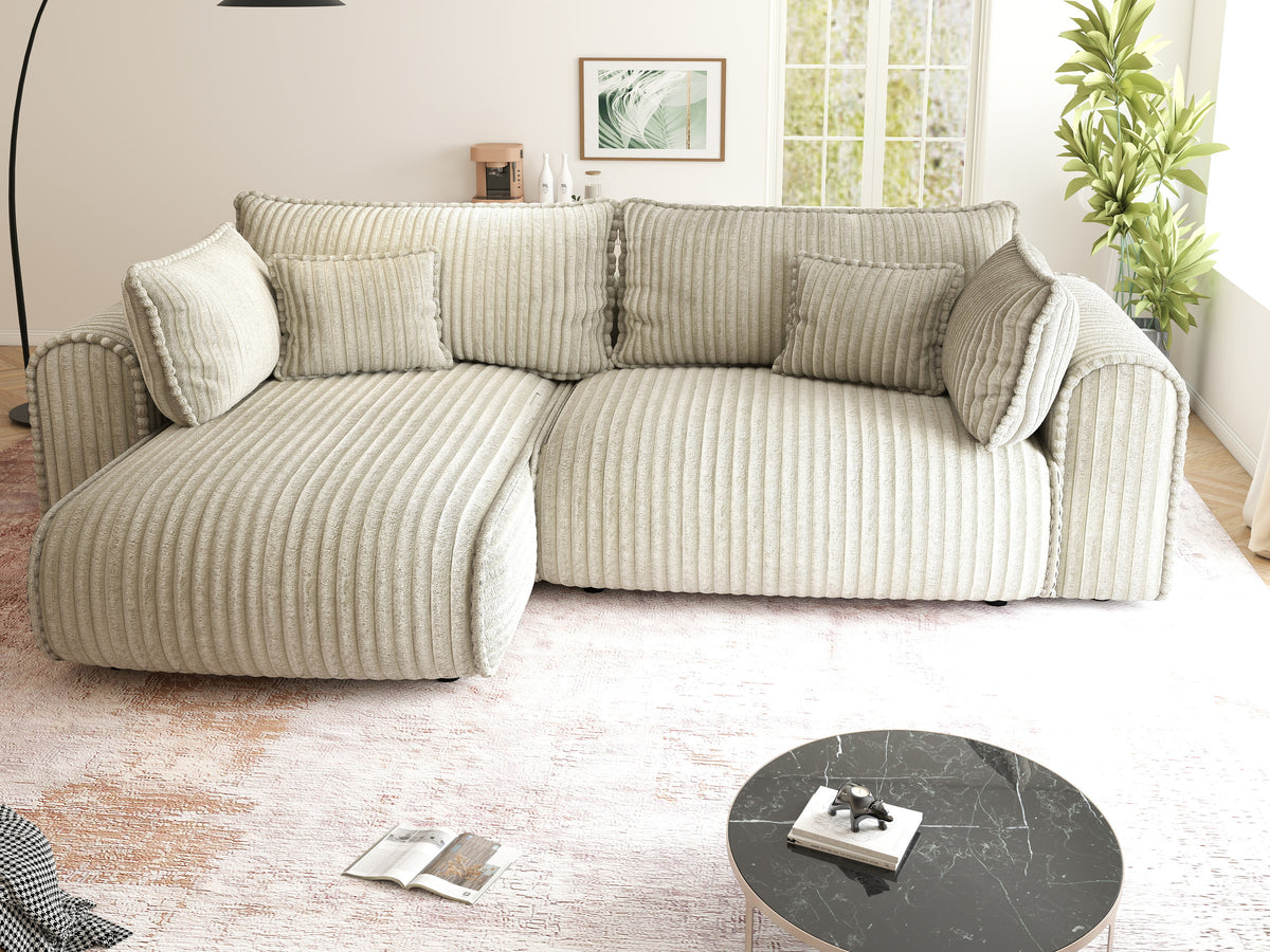 Colțar extensibil dumonde cu ladă de depozitare Monaco L Tilia Bej 270x190 cm
