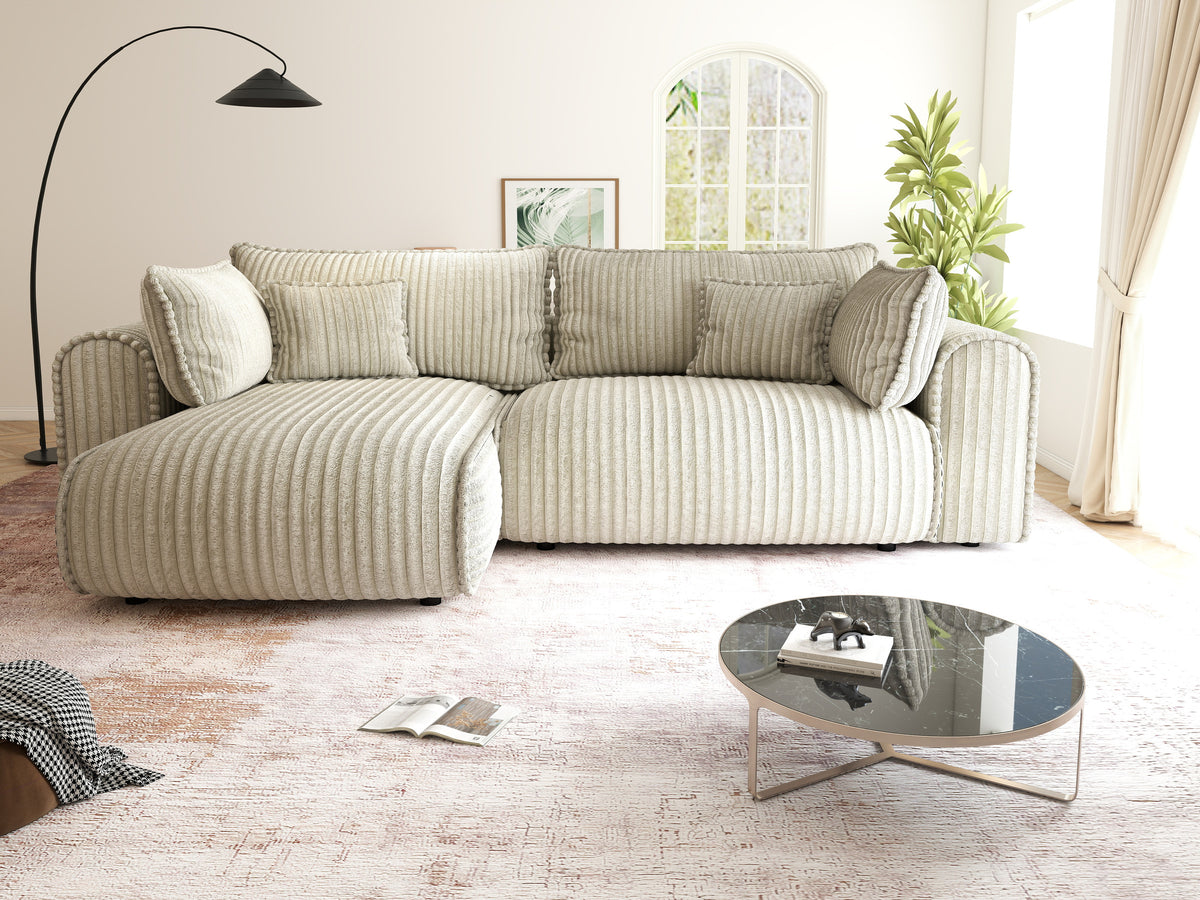 Colțar extensibil dumonde cu ladă de depozitare Monaco L Tilia Bej 270x190 cm