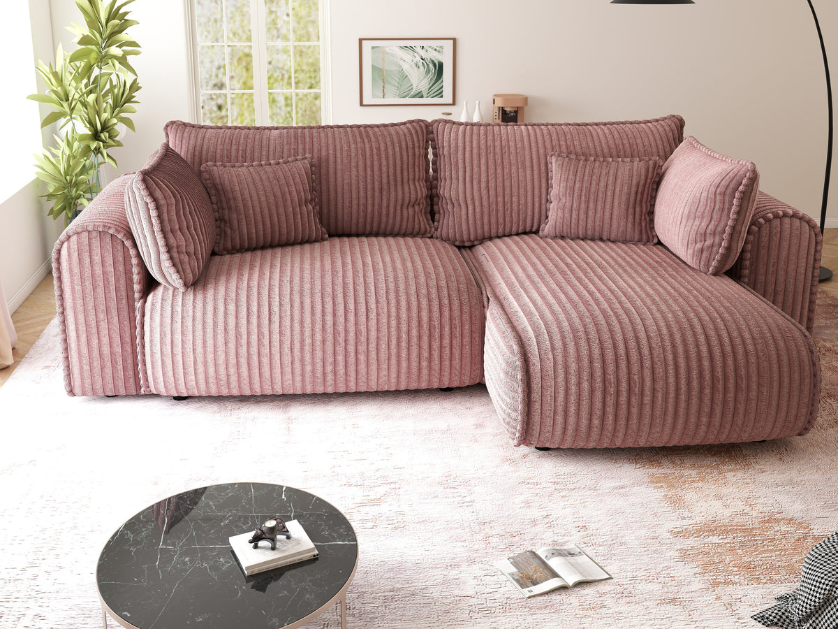 Colțar extensibil dumonde cu ladă de depozitare Monaco L Tilia Roz II 270x100 cm