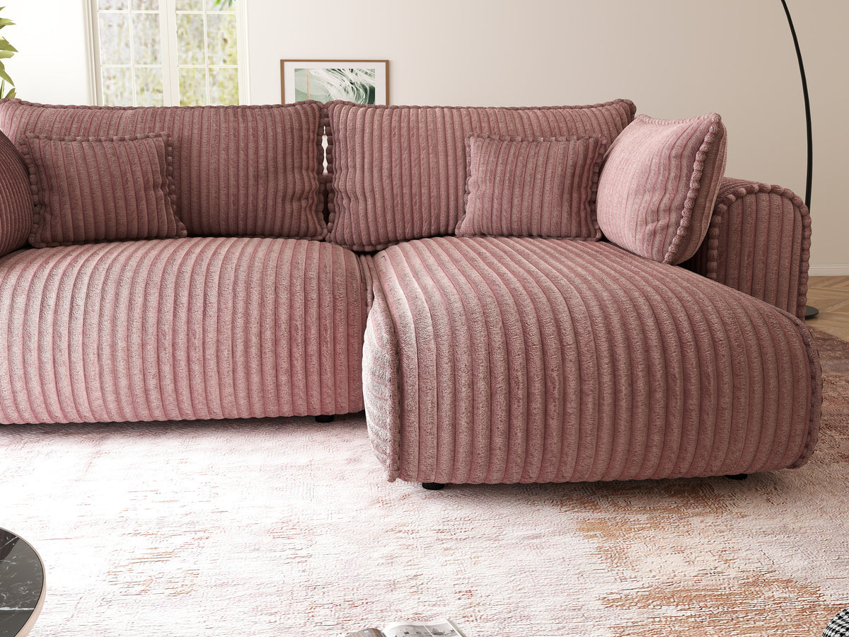 Colțar extensibil dumonde cu ladă de depozitare Monaco L Tilia Roz II 270x100 cm