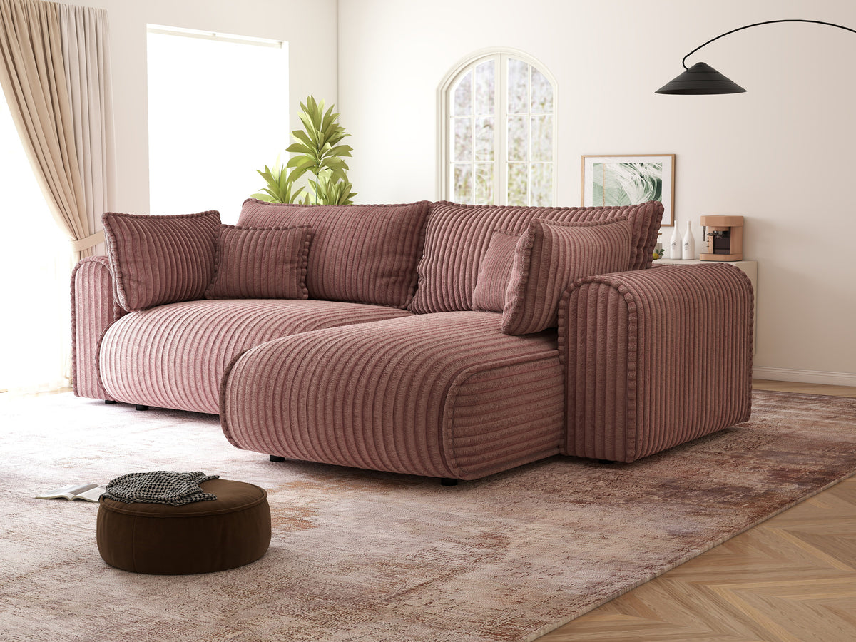 Colțar extensibil dumonde cu ladă de depozitare Monaco L Tilia Roz II 270x100 cm