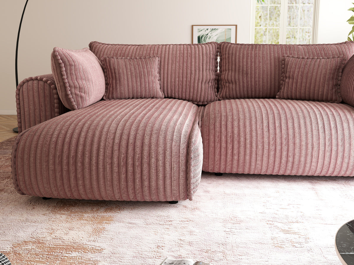 Colțar extensibil dumonde cu ladă de depozitare Monaco L Tilia Roz 270x100 cm