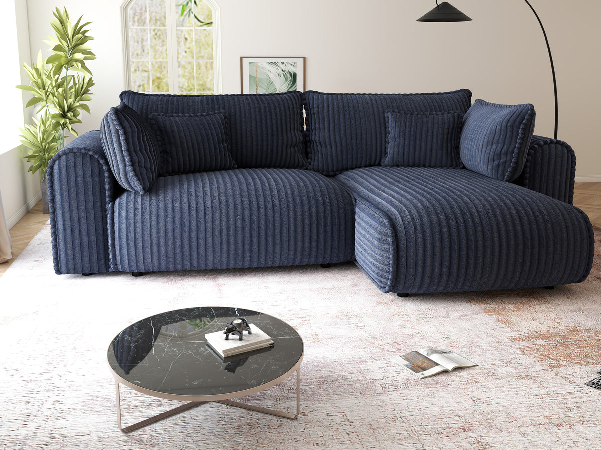Colțar extensibil dumonde cu ladă de depozitare Monaco L Tilia Albastru II 270x100 cm