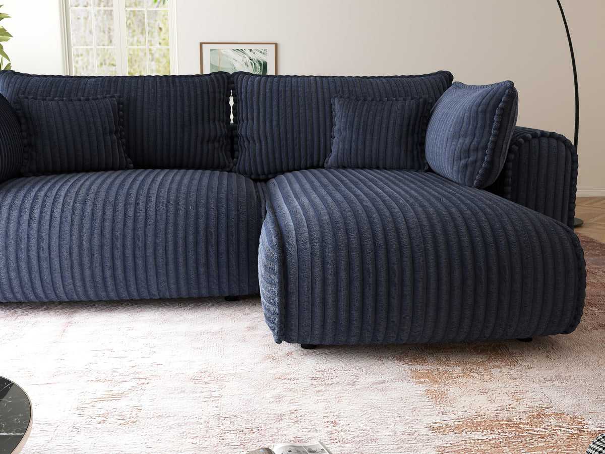 Colțar extensibil dumonde cu ladă de depozitare Monaco L Tilia Albastru II 270x100 cm