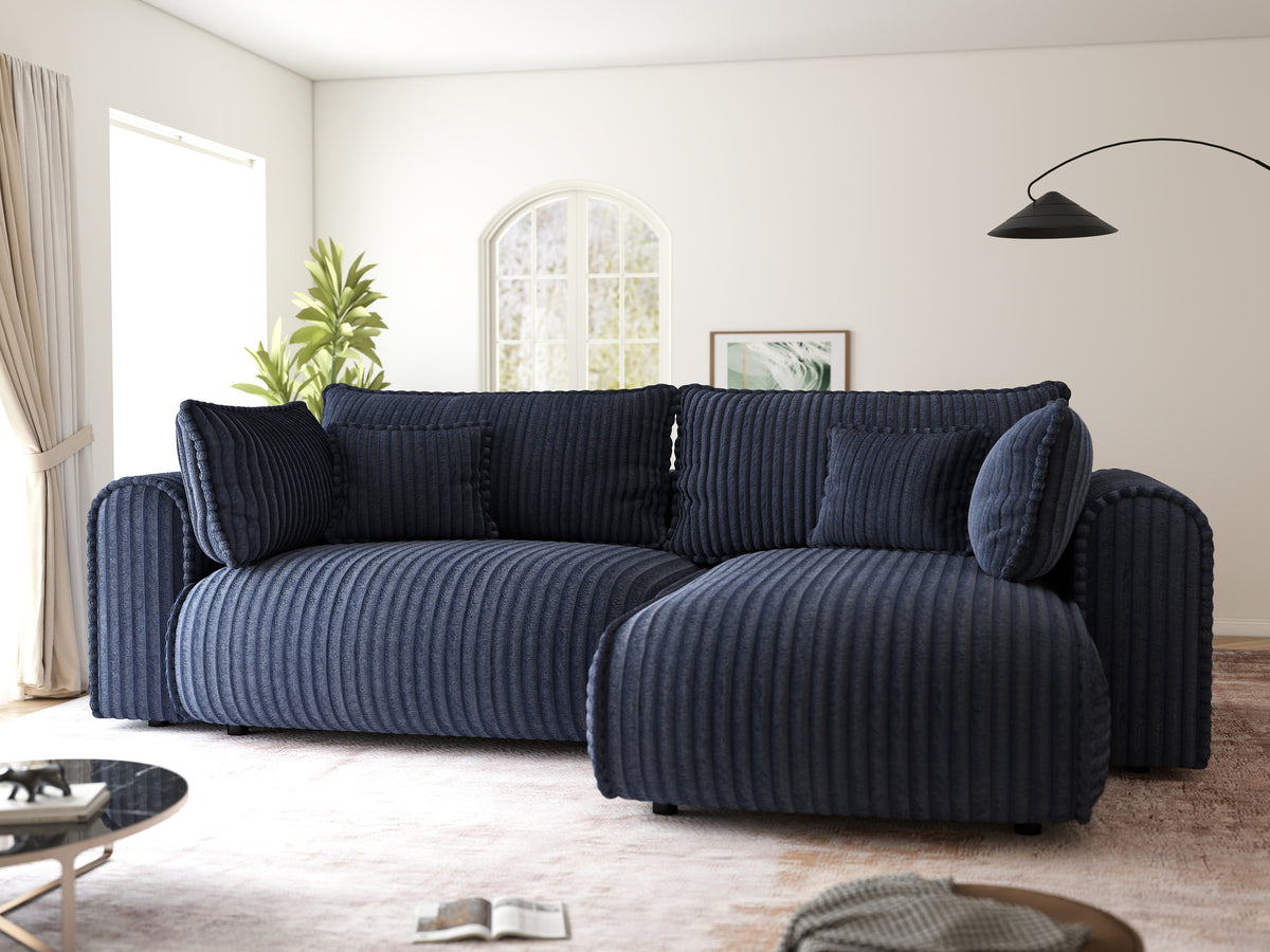 Colțar extensibil dumonde cu ladă de depozitare Monaco L Tilia Albastru II 270x100 cm