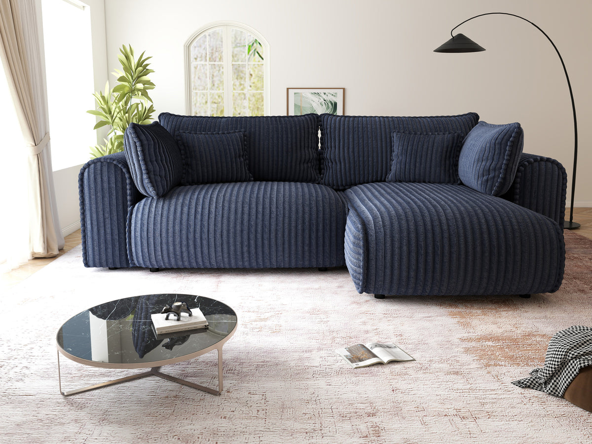 Colțar extensibil dumonde cu ladă de depozitare Monaco L Tilia Albastru II 270x100 cm