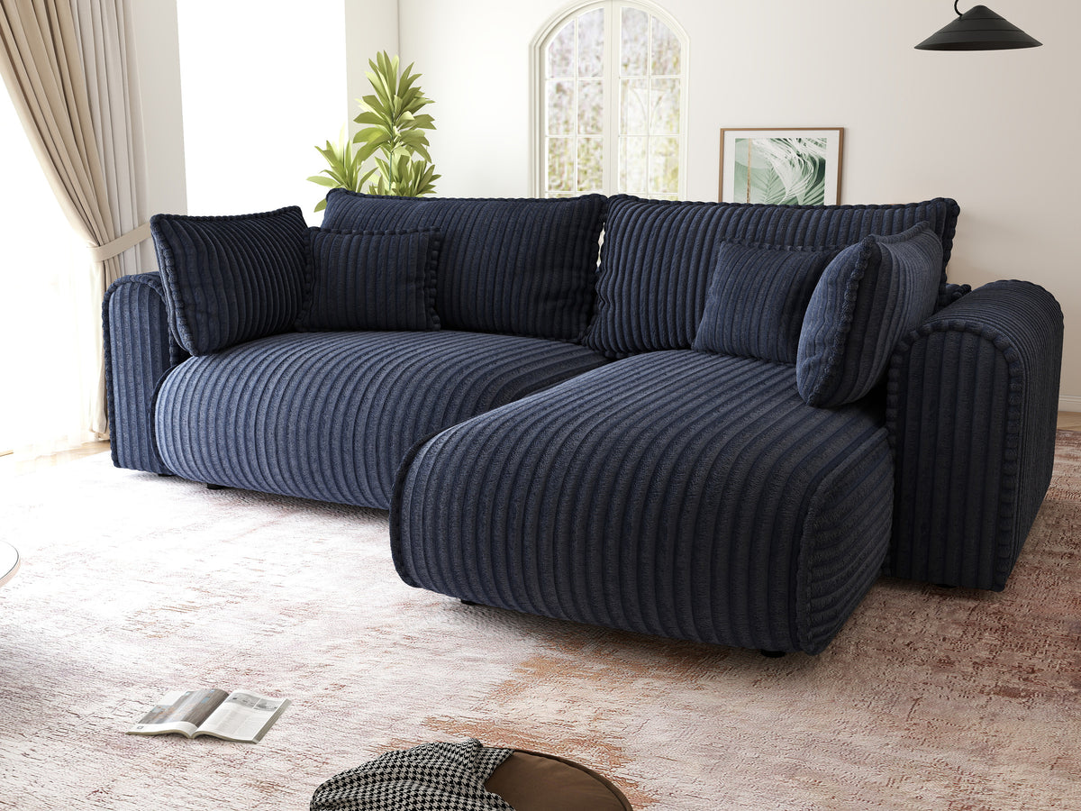 Colțar extensibil dumonde cu ladă de depozitare Monaco L Tilia Albastru II 270x100 cm