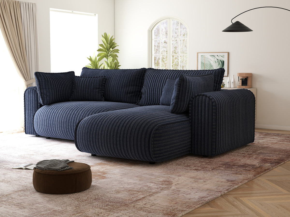 Colțar extensibil dumonde cu ladă de depozitare Monaco L Tilia Albastru II 270x100 cm
