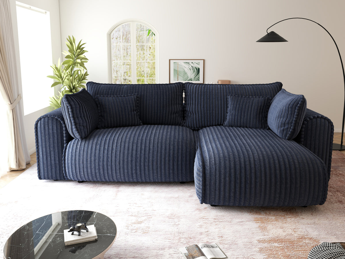 Colțar extensibil dumonde cu ladă de depozitare Monaco L Tilia Albastru II 270x100 cm