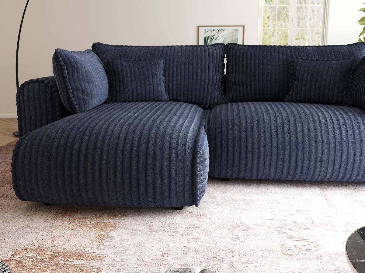 Colțar extensibil dumonde cu ladă de depozitare Monaco L Tilia Albastru 270x100 cm