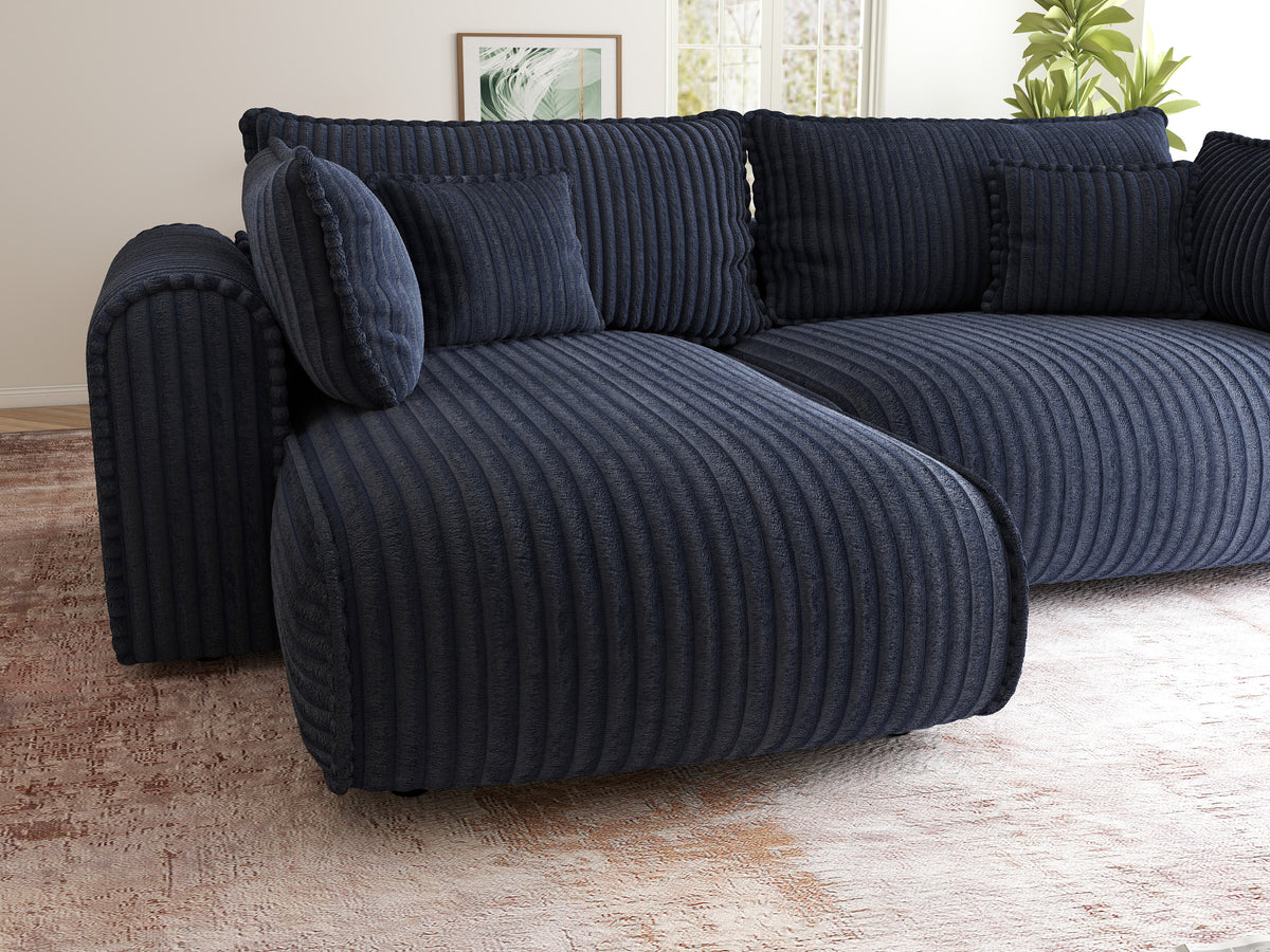 Colțar extensibil dumonde cu ladă de depozitare Monaco L Tilia Albastru 270x100 cm