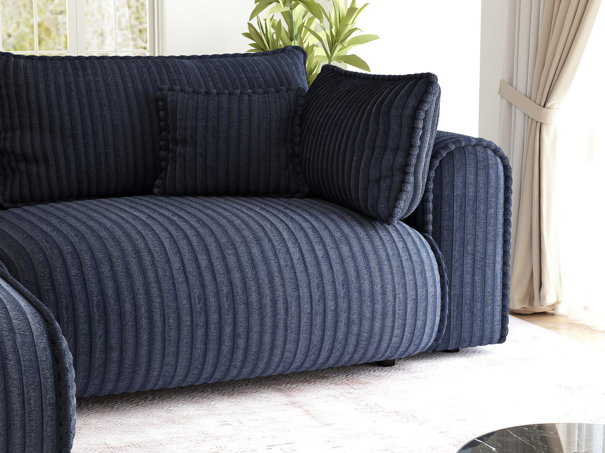 Colțar extensibil dumonde cu ladă de depozitare Monaco L Tilia Albastru 270x100 cm