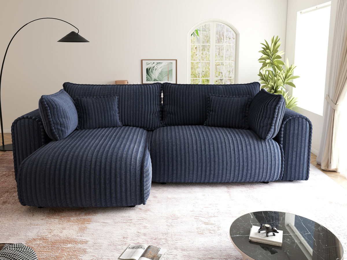 Colțar extensibil dumonde cu ladă de depozitare Monaco L Tilia Albastru 270x100 cm