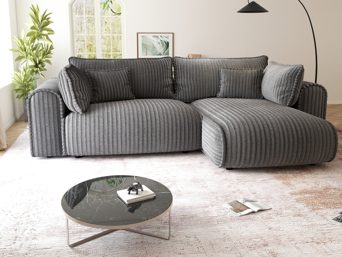 Colțar extensibil dumonde cu ladă de depozitare Monaco L Tilia Grafit II 270x190 cm