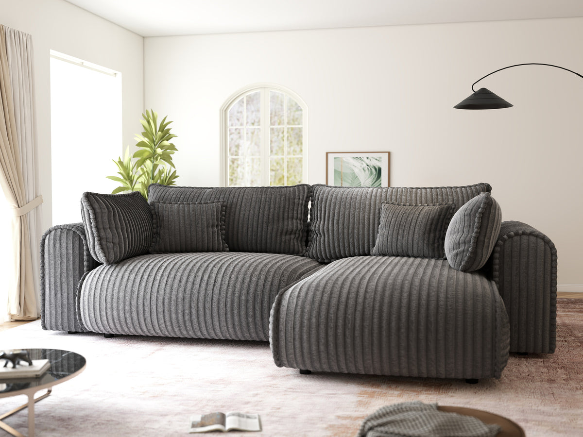 Colțar extensibil dumonde cu ladă de depozitare Monaco L Tilia Grafit II 270x190 cm