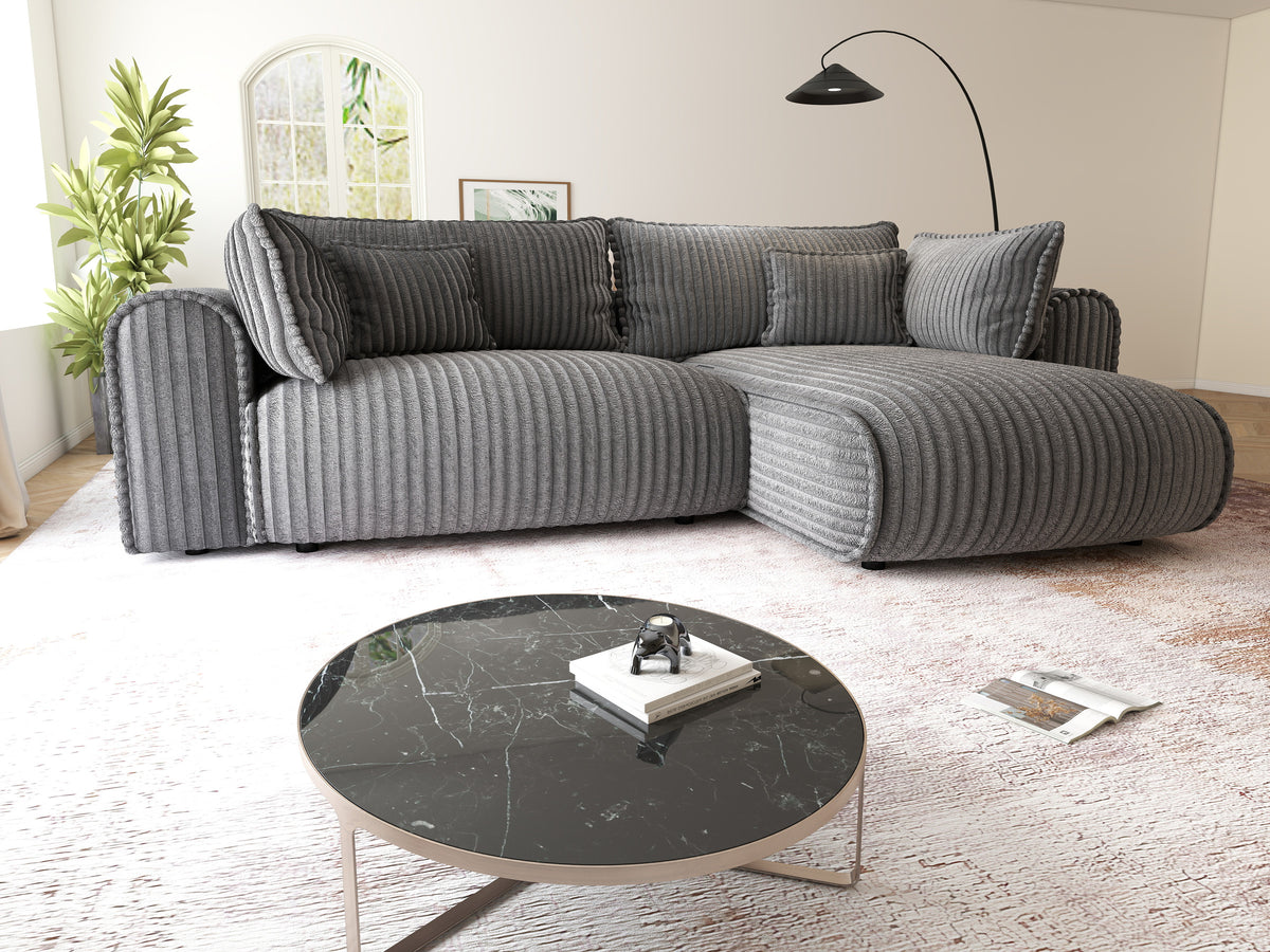 Colțar extensibil dumonde cu ladă de depozitare Monaco L Tilia Grafit II 270x190 cm