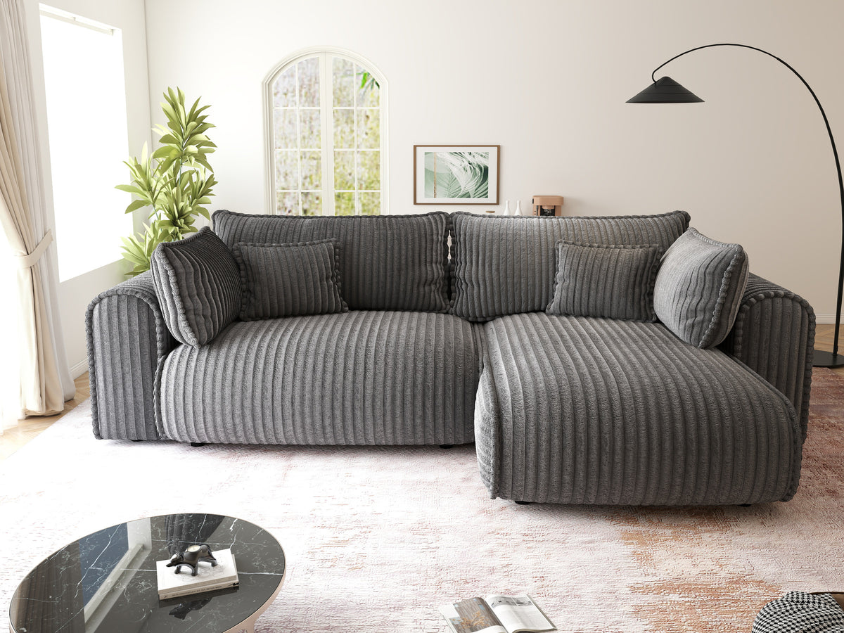 Colțar extensibil dumonde cu ladă de depozitare Monaco L Tilia Grafit II 270x190 cm