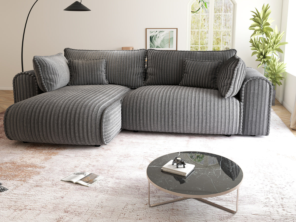 Colțar extensibil dumonde cu ladă de depozitare Monaco L Tilia Grafit 270x190 cm