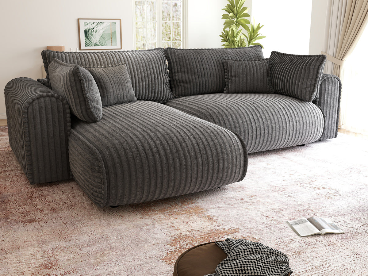 Colțar extensibil dumonde cu ladă de depozitare Monaco L Tilia Grafit 270x190 cm