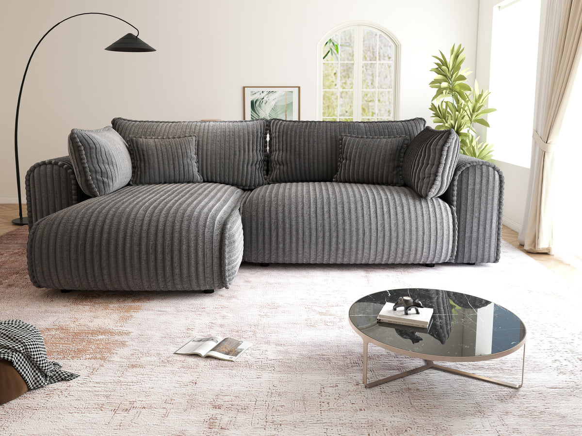 Colțar extensibil dumonde cu ladă de depozitare Monaco L Tilia Grafit 270x190 cm
