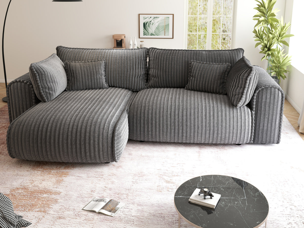 Colțar extensibil dumonde cu ladă de depozitare Monaco L Tilia Grafit 270x190 cm