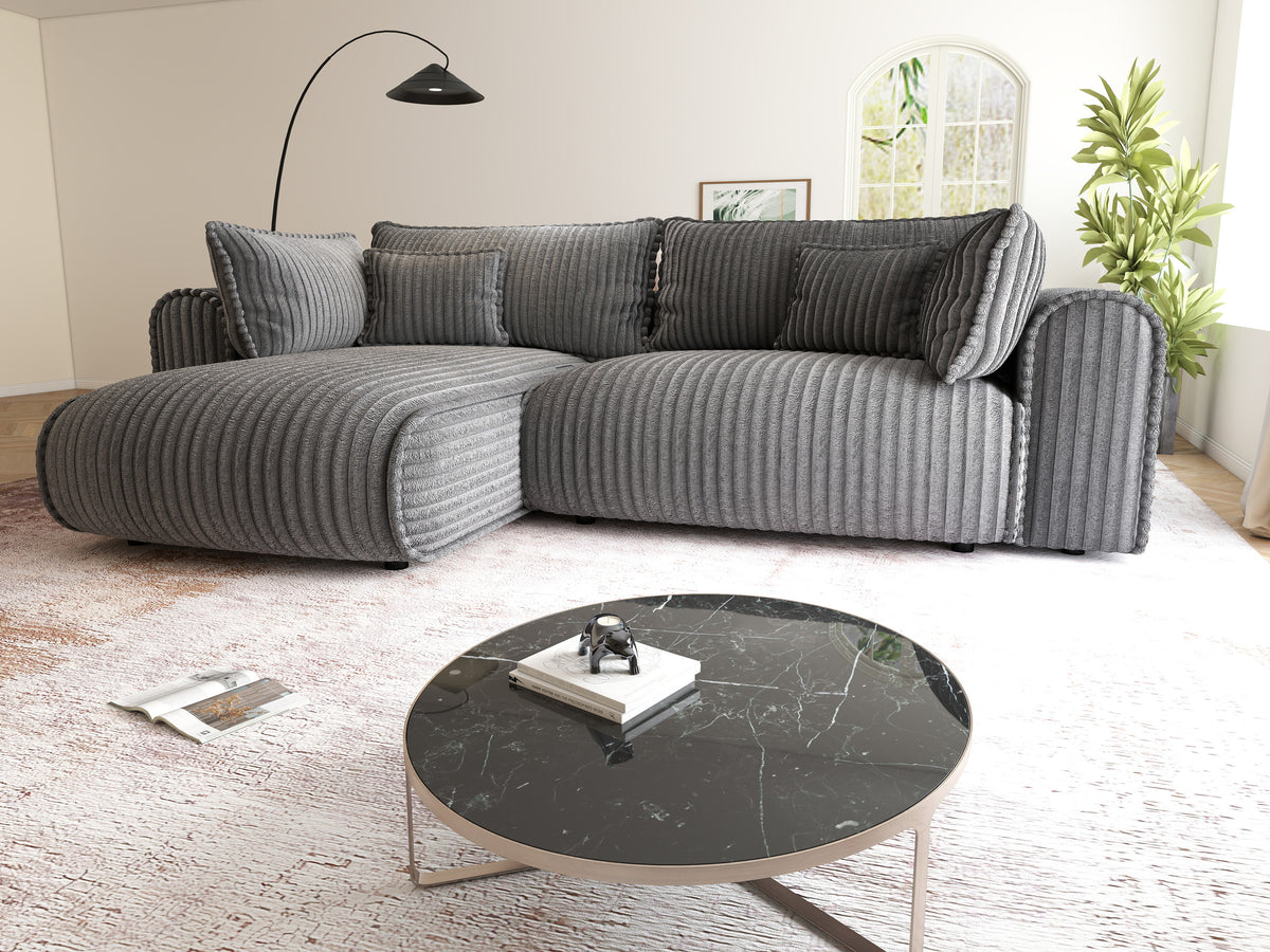 Colțar extensibil dumonde cu ladă de depozitare Monaco L Tilia Grafit 270x190 cm