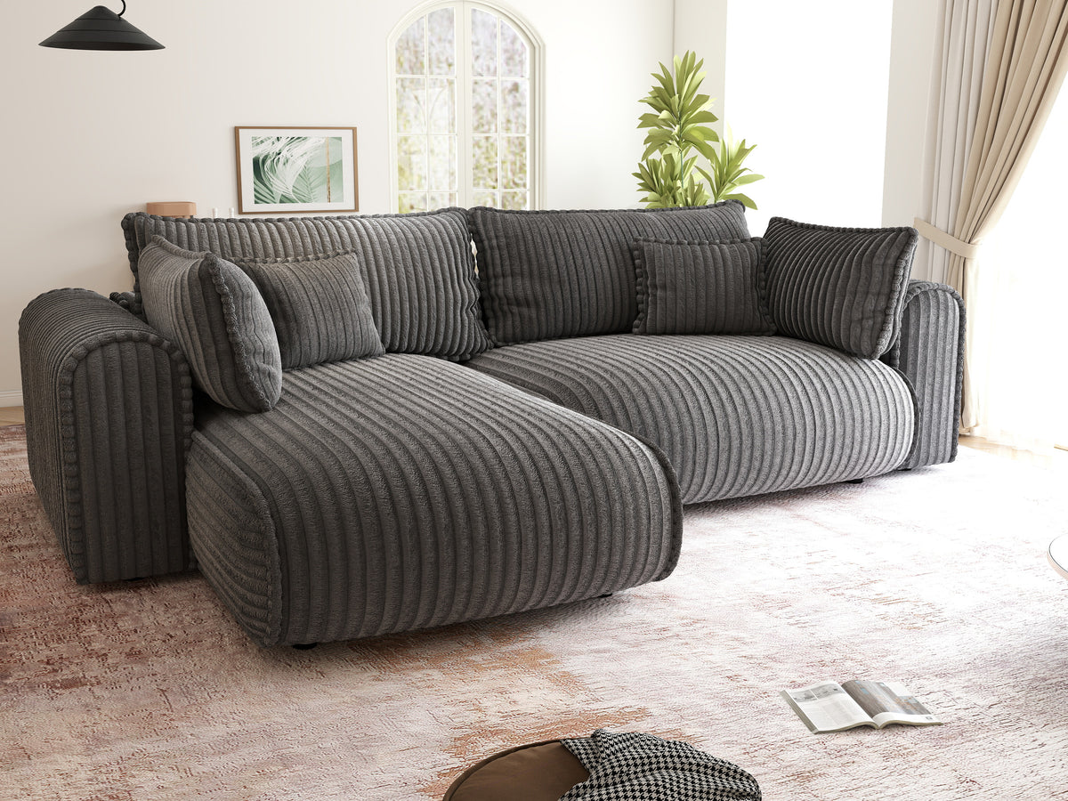 Colțar extensibil dumonde cu ladă de depozitare Monaco L Tilia Grafit 270x190 cm