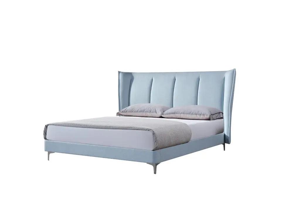 Pat dormitor dumonde, tapitat albastru, Phoenix 180x200 cm, somiera inclusa CRNB