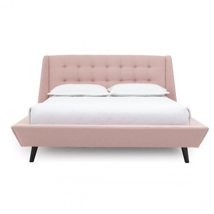 Pat dormitor dumonde, tapitat roz, Tokyo 160x200 cm, somiera inclusa CRNB