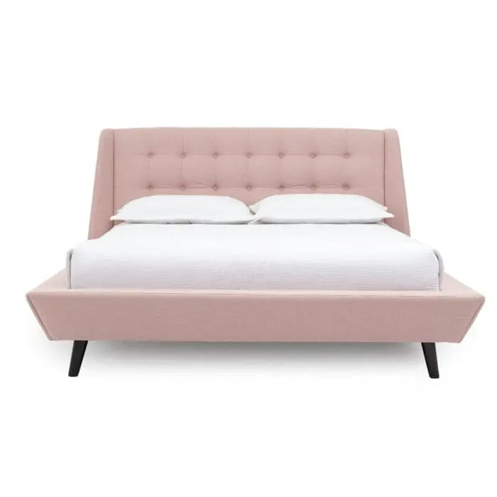 Pat dormitor dumonde, tapitat roz, Tokyo 160x200 cm, somiera inclusa CRNB