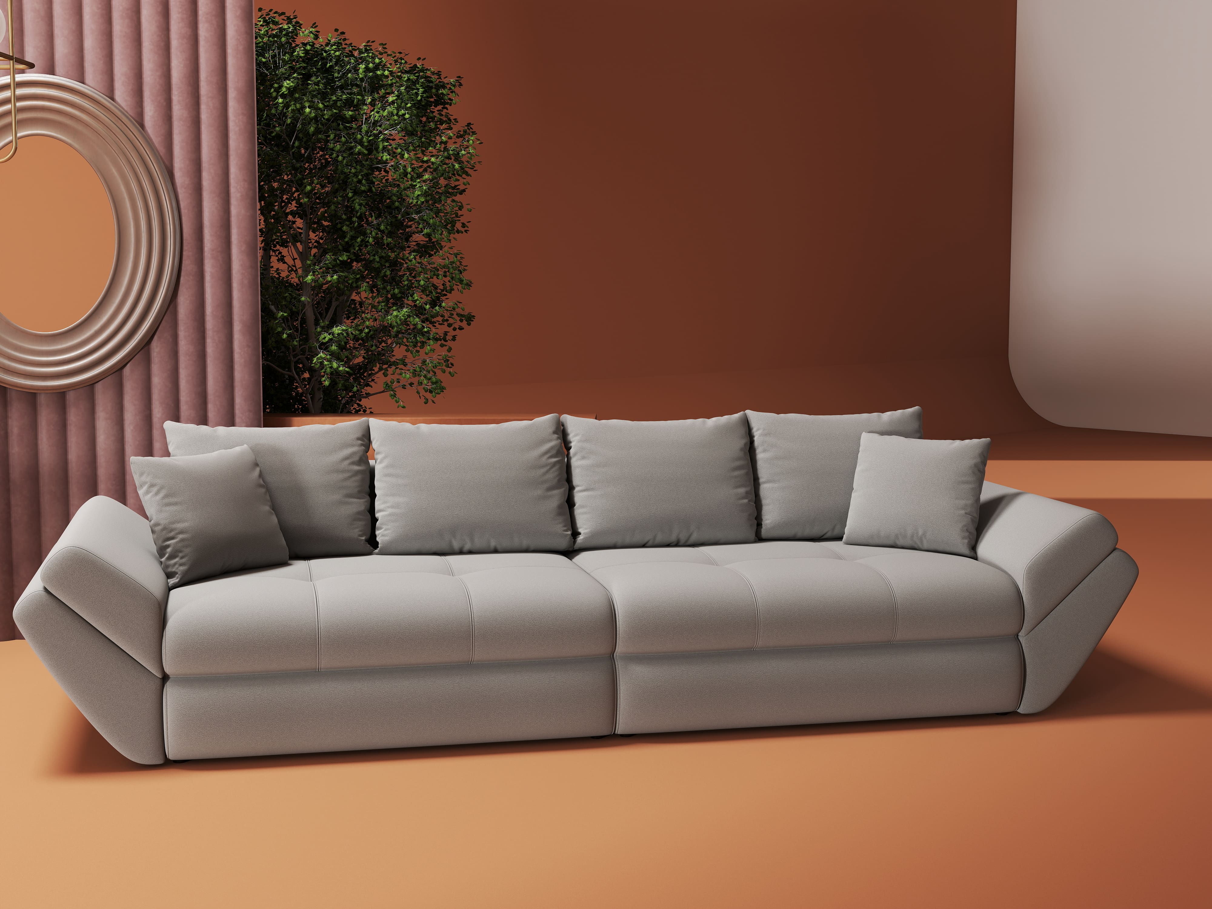 Canapea extensibilă dumonde cu ladă de depozitare si sezut confortabil din spuma HR, Loana Royal Gri 300x100 cm Fabrica