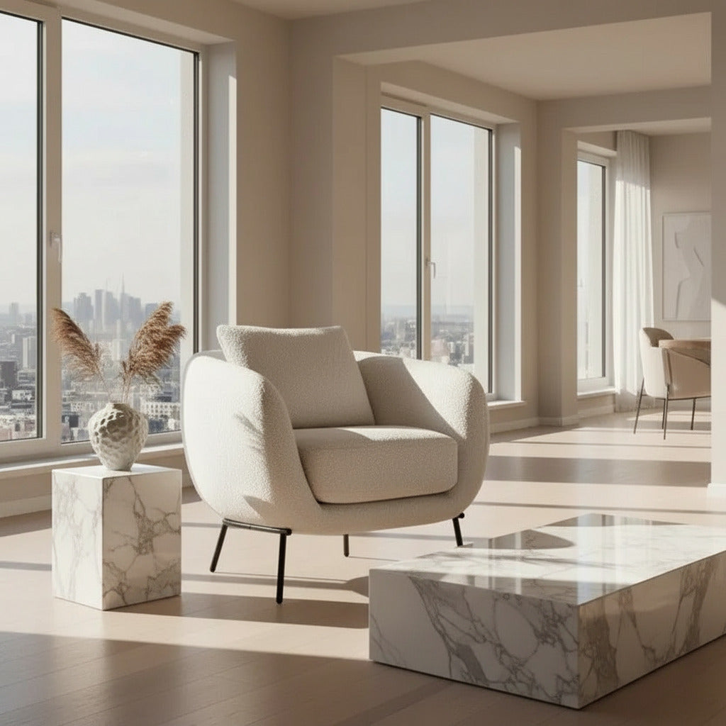 Fotoliu dumonde tapitat Gri modern Mateo 77x83cm ULK