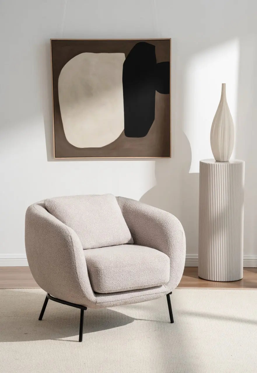 Fotoliu dumonde tapitat Bej modern Mateo 77x83cm ULK