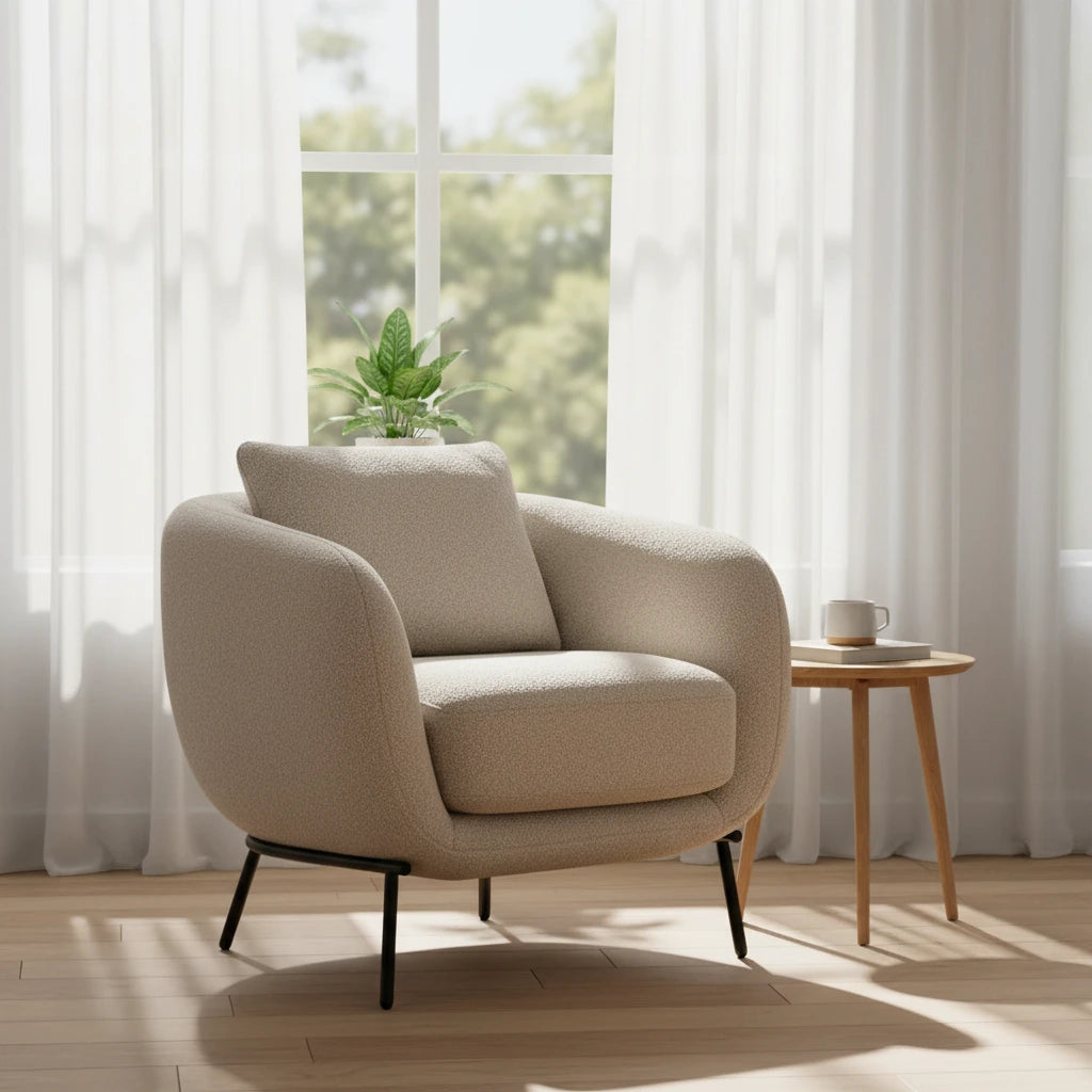 Fotoliu dumonde tapitat Bej modern Mateo 77x83cm