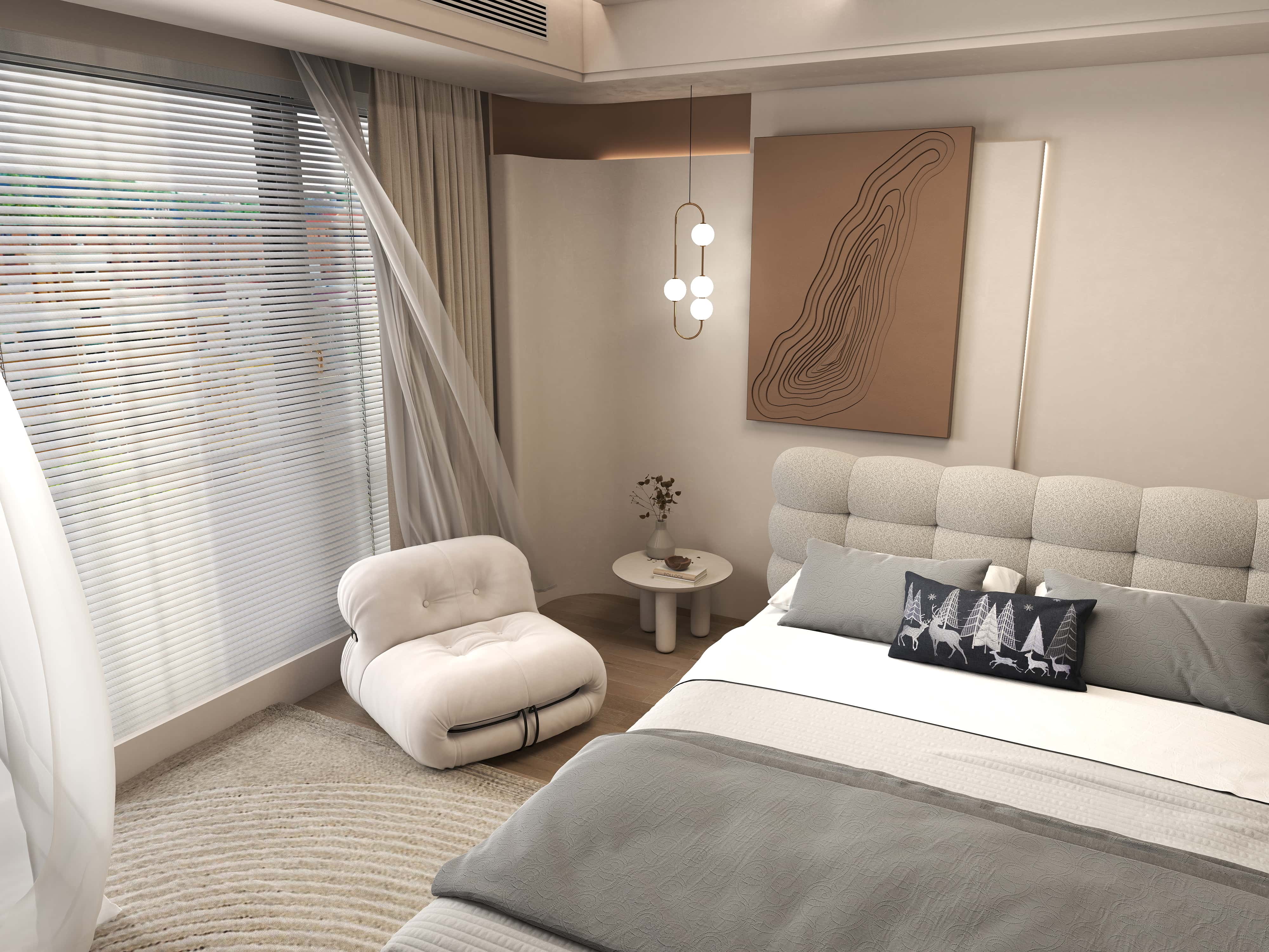 Pat dormitor dumonde, tapitat bej cu LED, "floating bed" Cloud 160x200 cm, somiera inclusa WLS